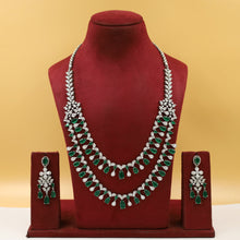 Layered Neck Zircon/AD Bridal Necklace Set 15851-28