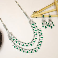 Layered Neck Zircon/AD Bridal Necklace Set 15851-28
