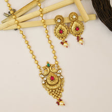 Ruby Green Gold Look Pendant Set