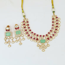 Round Neck Layered Kundan Necklace Set 19041-28