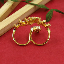 Zircon/AD Double Finger Ring 20206-08
