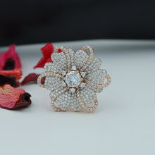 Zircon/AD Rose Gold Ring 14025-1116