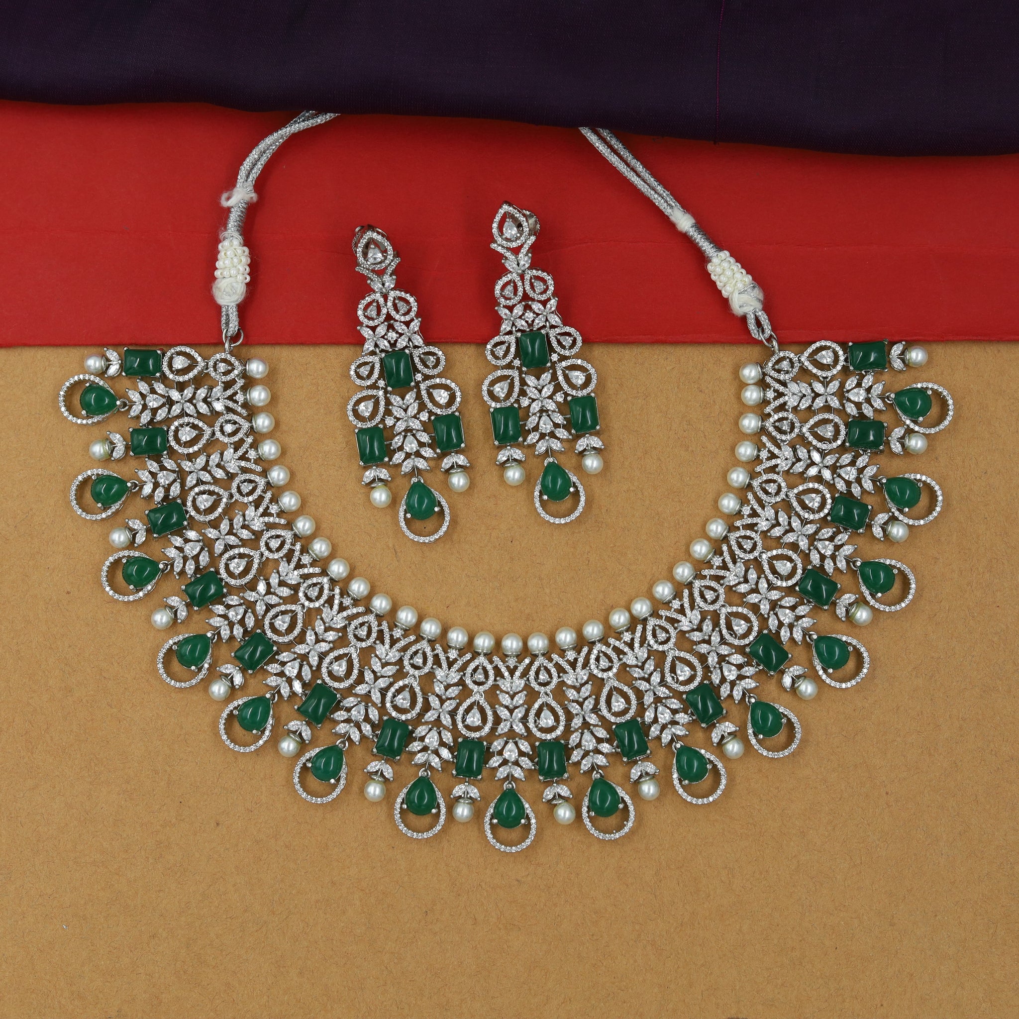 Round Neck Zircon/AD Necklace Set 7331-68