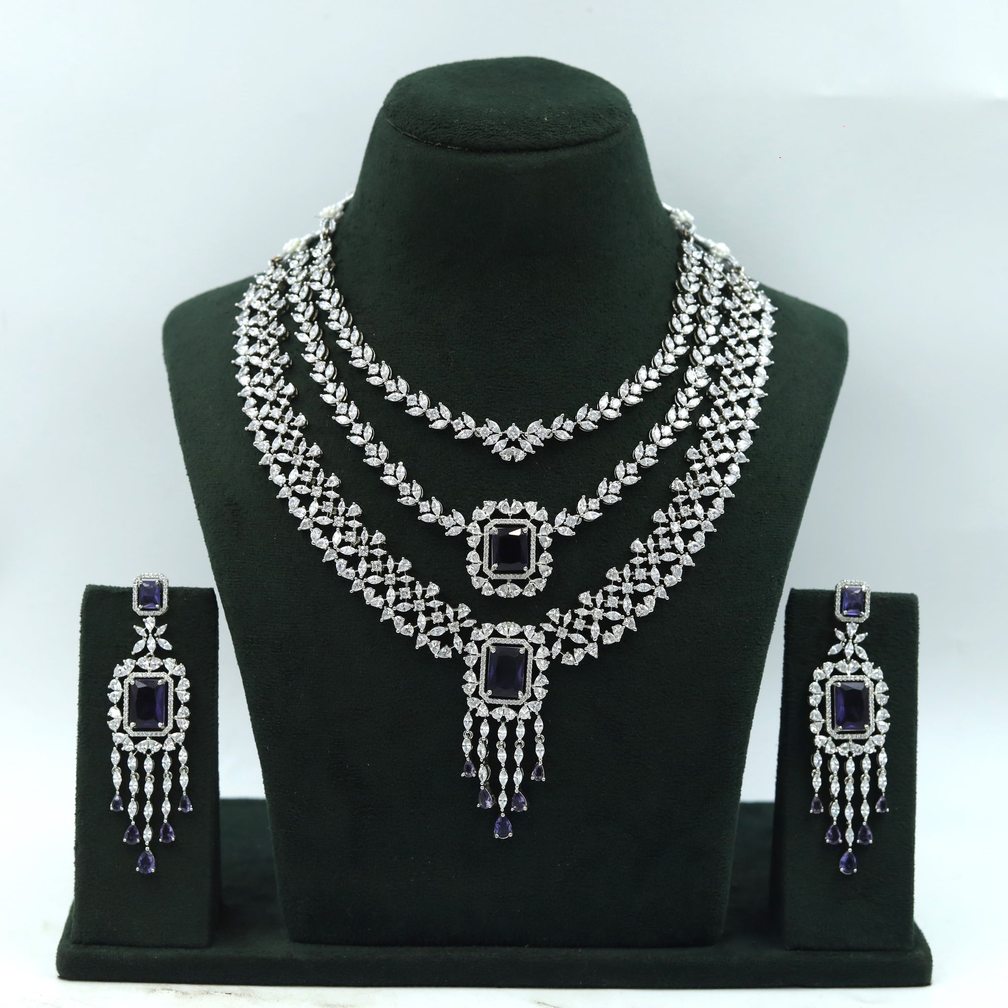 Round Neck Zircon/AD Necklace Set 11819-31