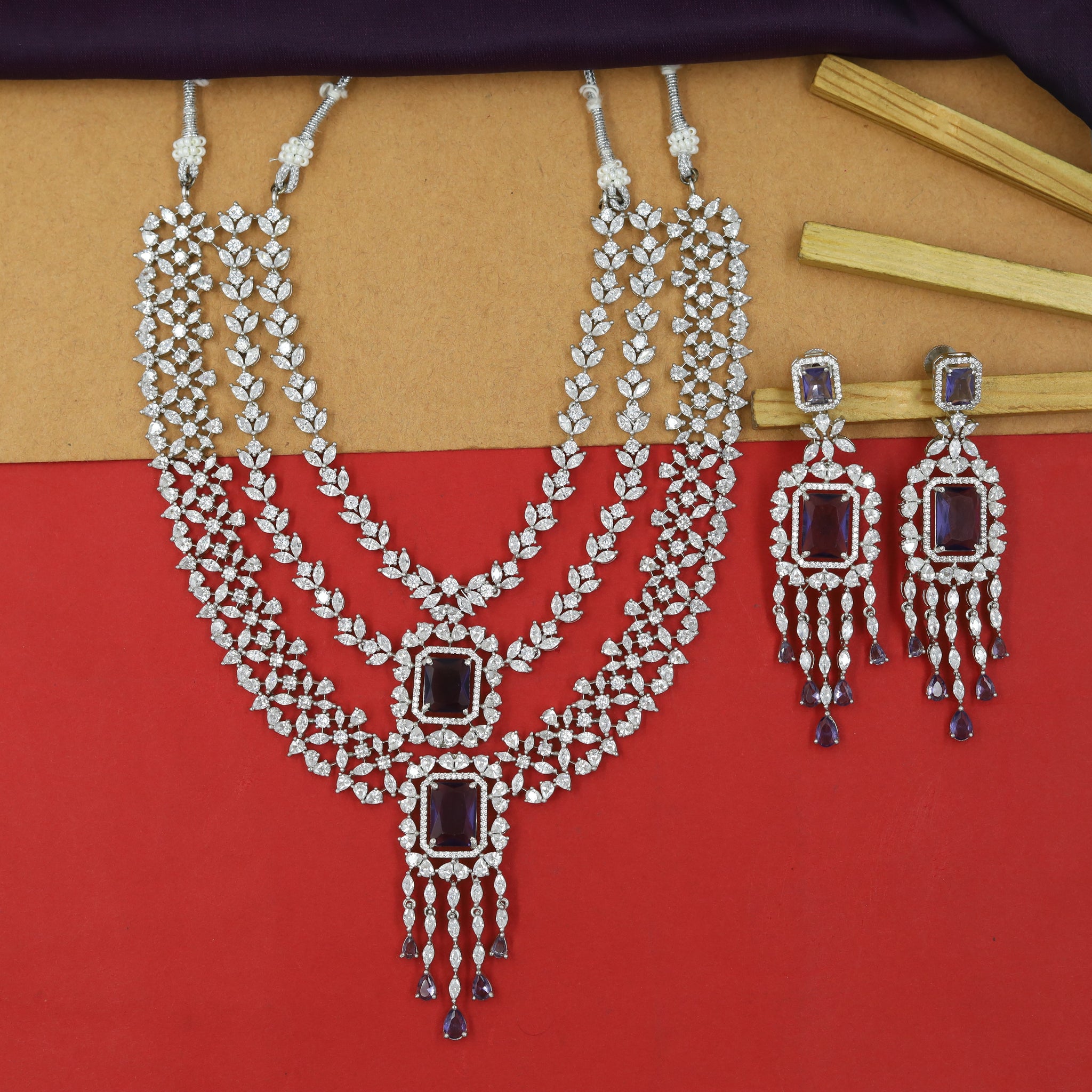 Round Neck Zircon/AD Necklace Set 11819-31