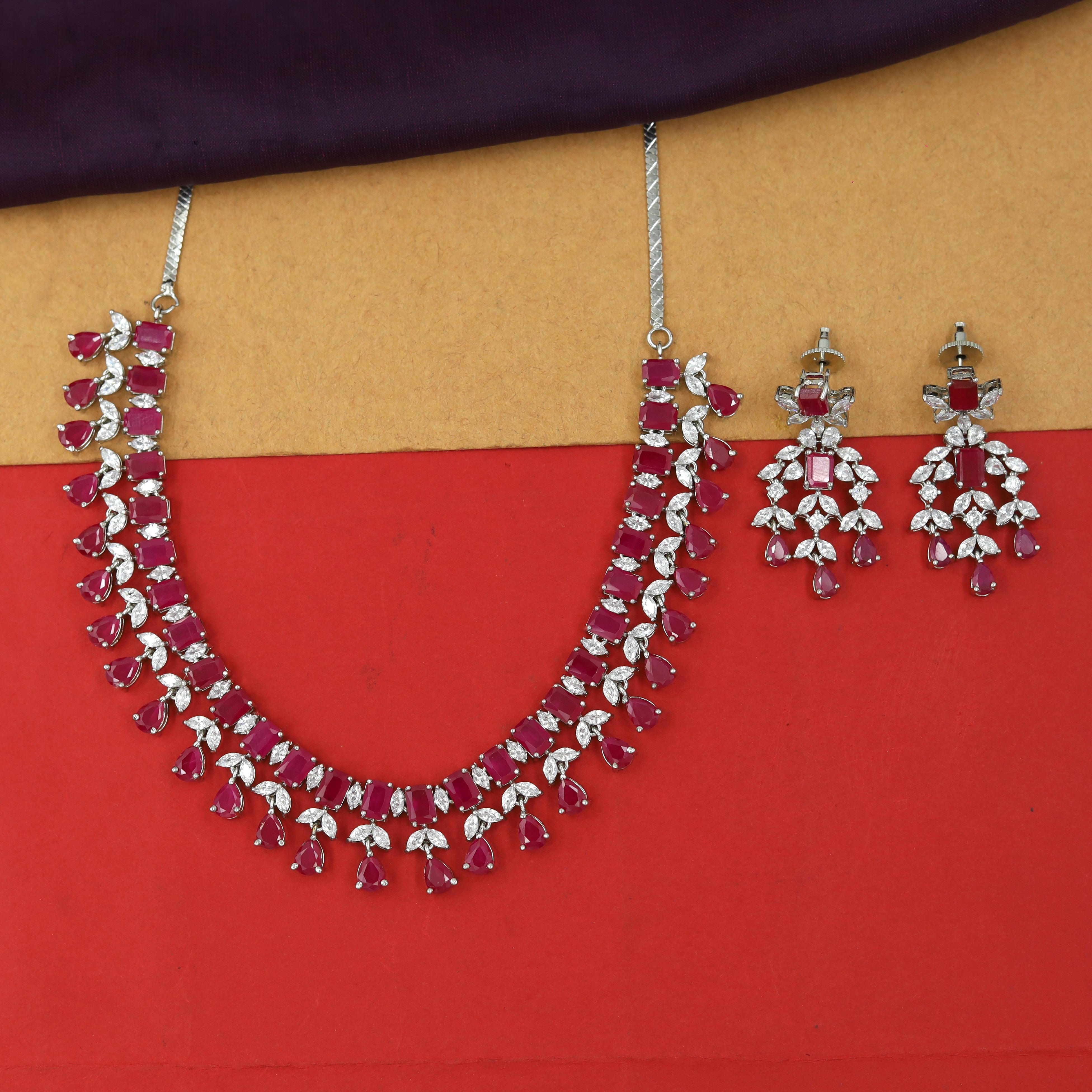 Round Neck Zircon/AD Necklace Set 4151-69