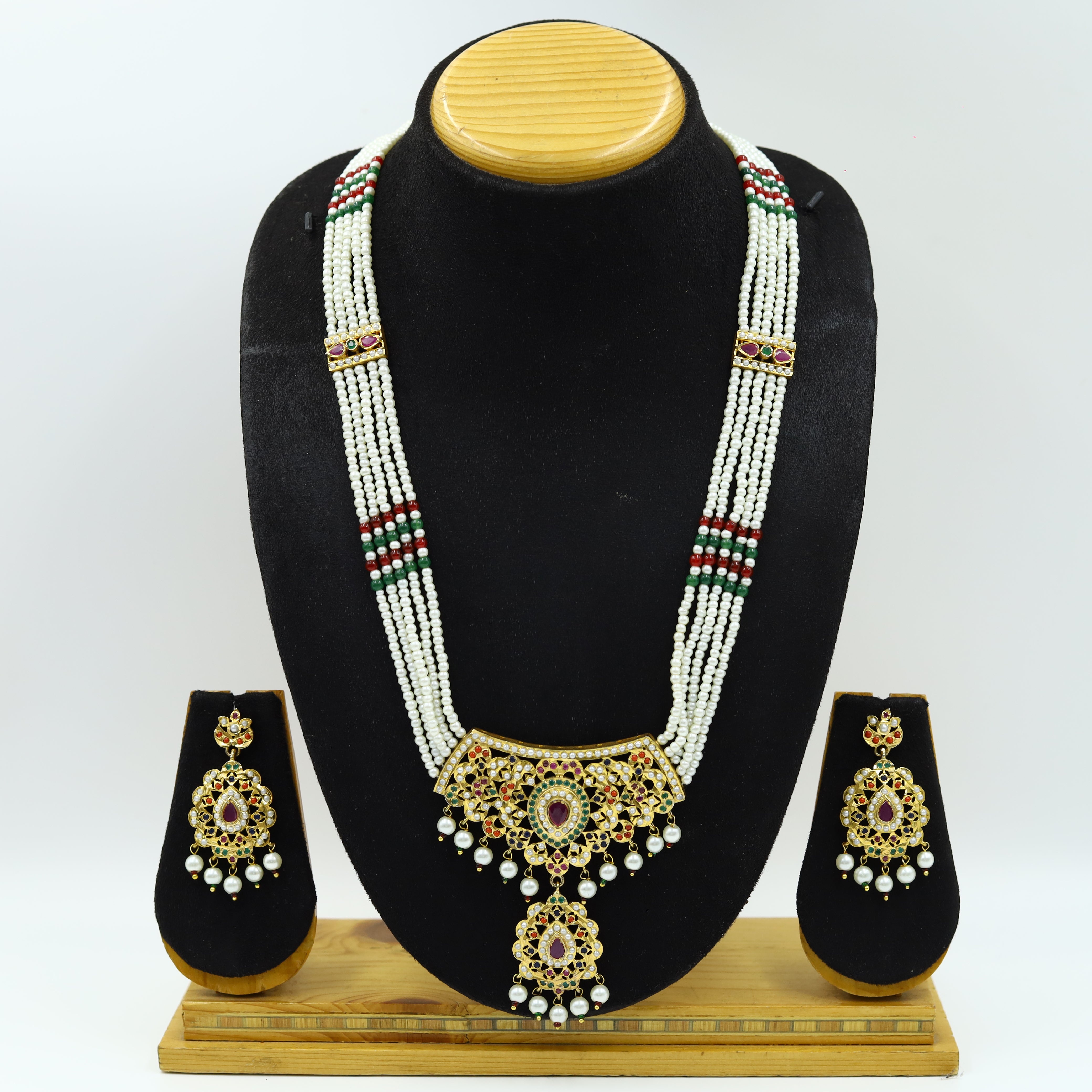 Buy Long Neck Jadau Necklace Set 5609 65 Online 7067368652853 Dazzles Jewellery