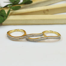 Zircon/AD Tripple Finger Ring 20203-08