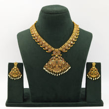Ruby Green Gold Look Necklace Set 16695