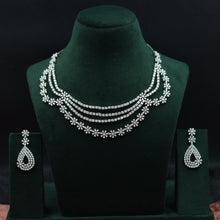 Round Neck Zircon/AD Layered Necklace Set 11890-69