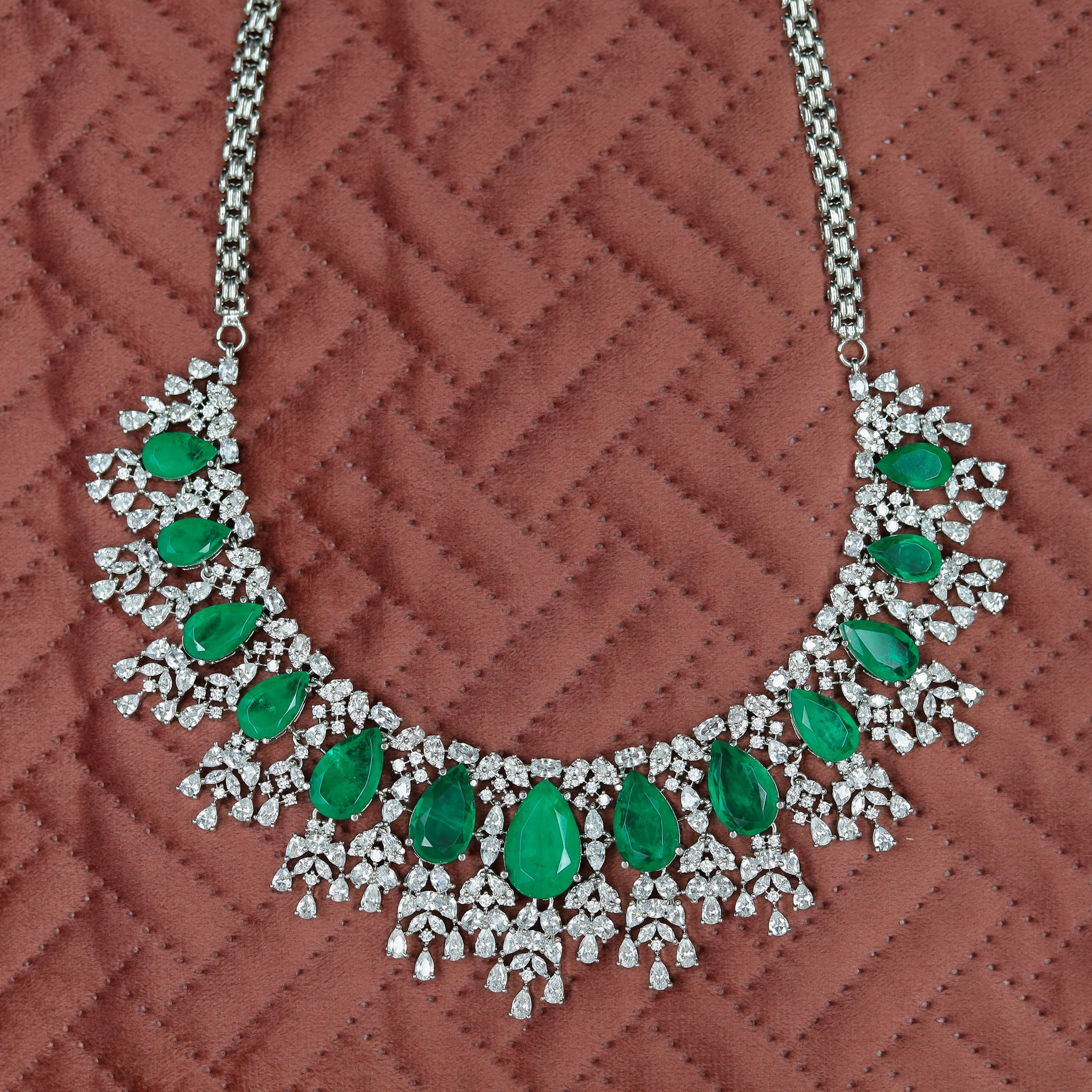 Manish Malhotra Inspired Round Neck Zircon/AD Necklace Set 11889-69