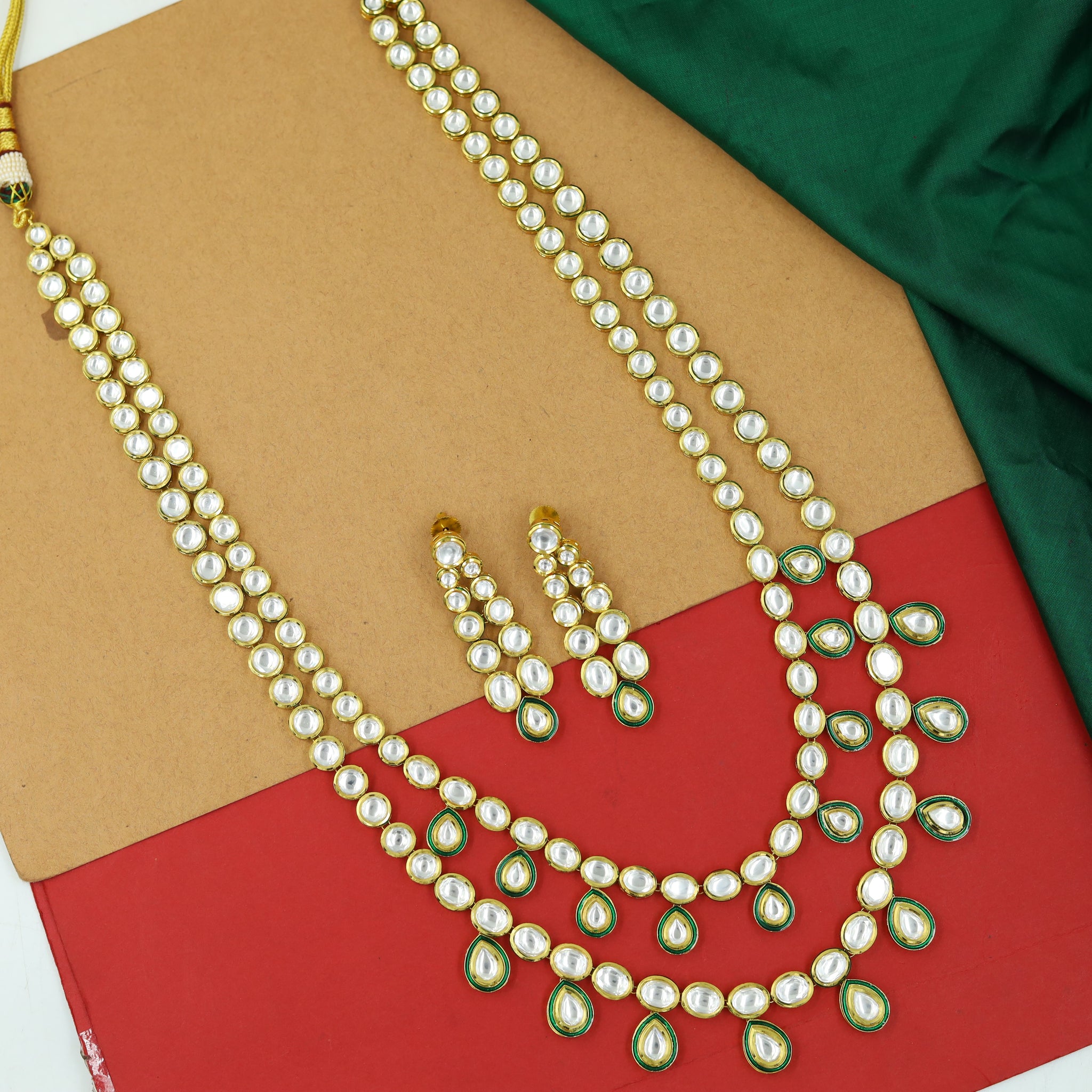 Long Neck Kundan Necklace Set 12184-28