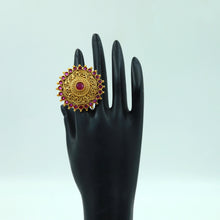 Antique Gold Finish Ruby Adjustable Cocktail Ring 7943-1700