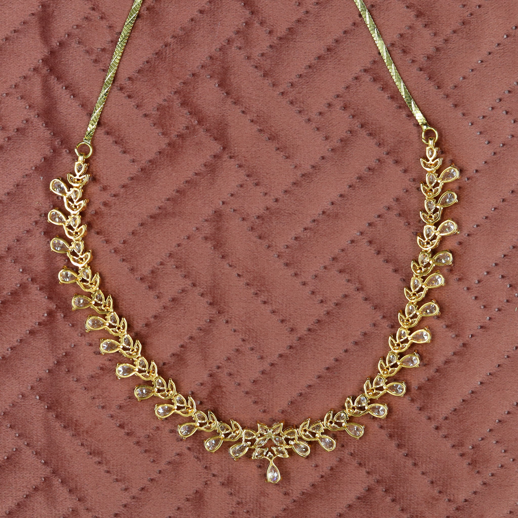 Round Neck Zircon/AD Necklace Set 11903-69