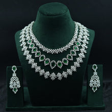 Round Neck Layered Zircon/AD Necklace Set 11906-69