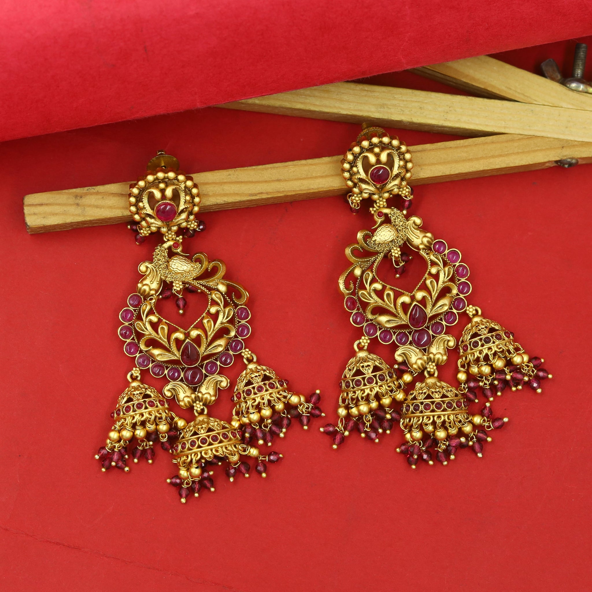 Ruby Gold Look Earring 15576-2723