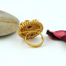 Gold Look Kundan Adjustable Cocktail Ring 3227-7292