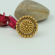 Antique Gold Finish Adjustable Cocktail Ring 8298-2176