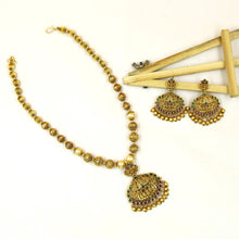 Ruby Green Gold Look Pendant Set