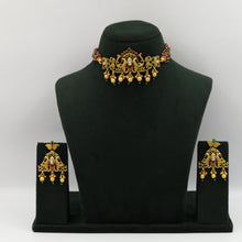 Ruby Green Gold Look Necklace Set 16676-3823