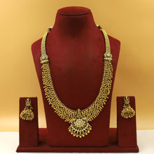 Antique Gold Plated Long Neck Temple Necklace Set 9978-28