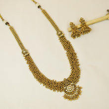 Antique Gold Plated Long Neck Temple Necklace Set 9978-28