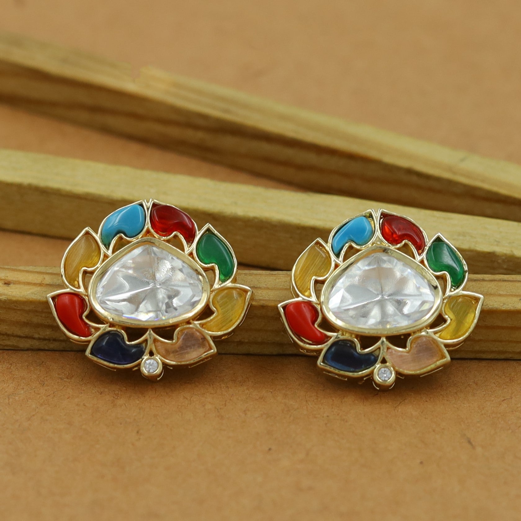 Multi Color Sabyasachi Inspired KundanTops/Studs 14973-89