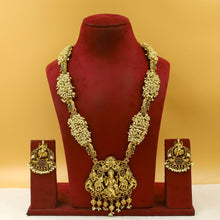 Antique Gold Plated Long Neck Temple Necklace Set 9965-28