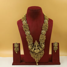 Antique Gold Plated Long Neck Temple Necklace Set 10060-28