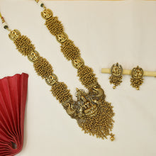 Antique Gold Plated Long Neck Temple Necklace Set 10060-28