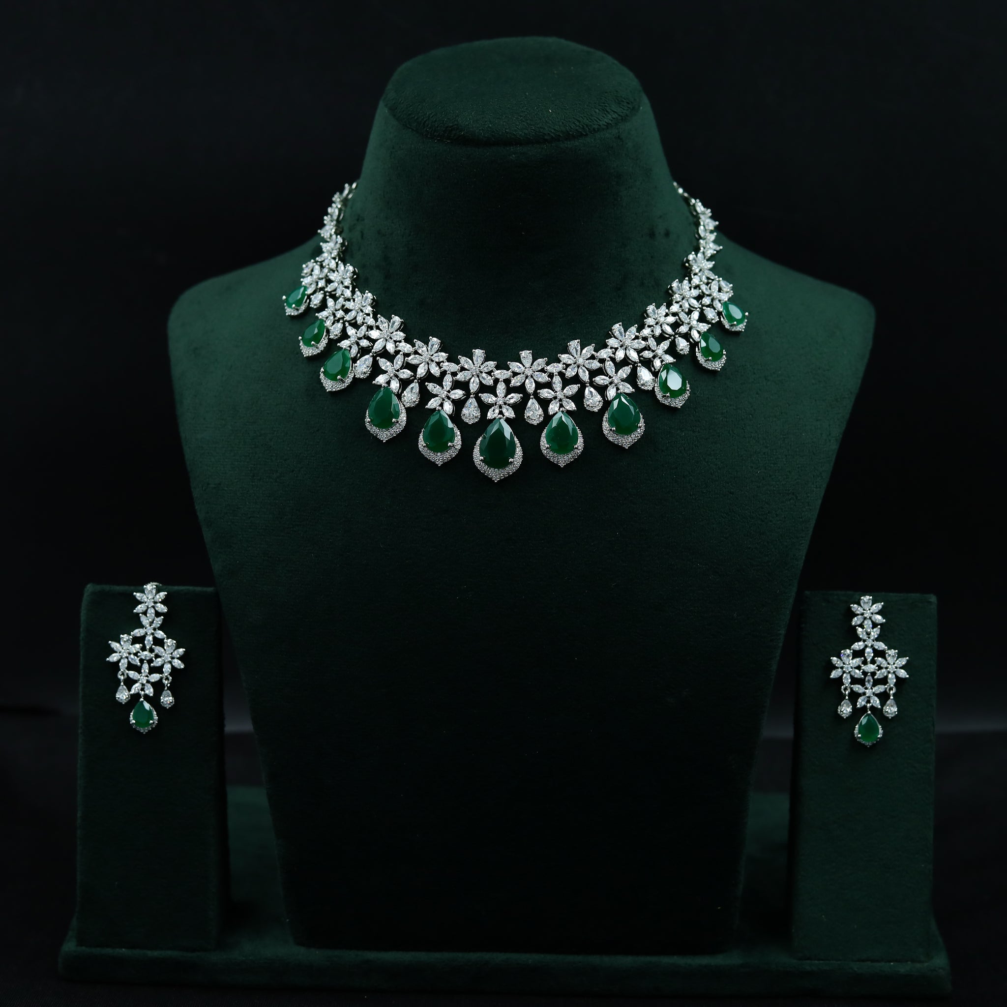 Manish Malhotra Inspired Round Neck Zircon/AD Necklace Set 11894-69
