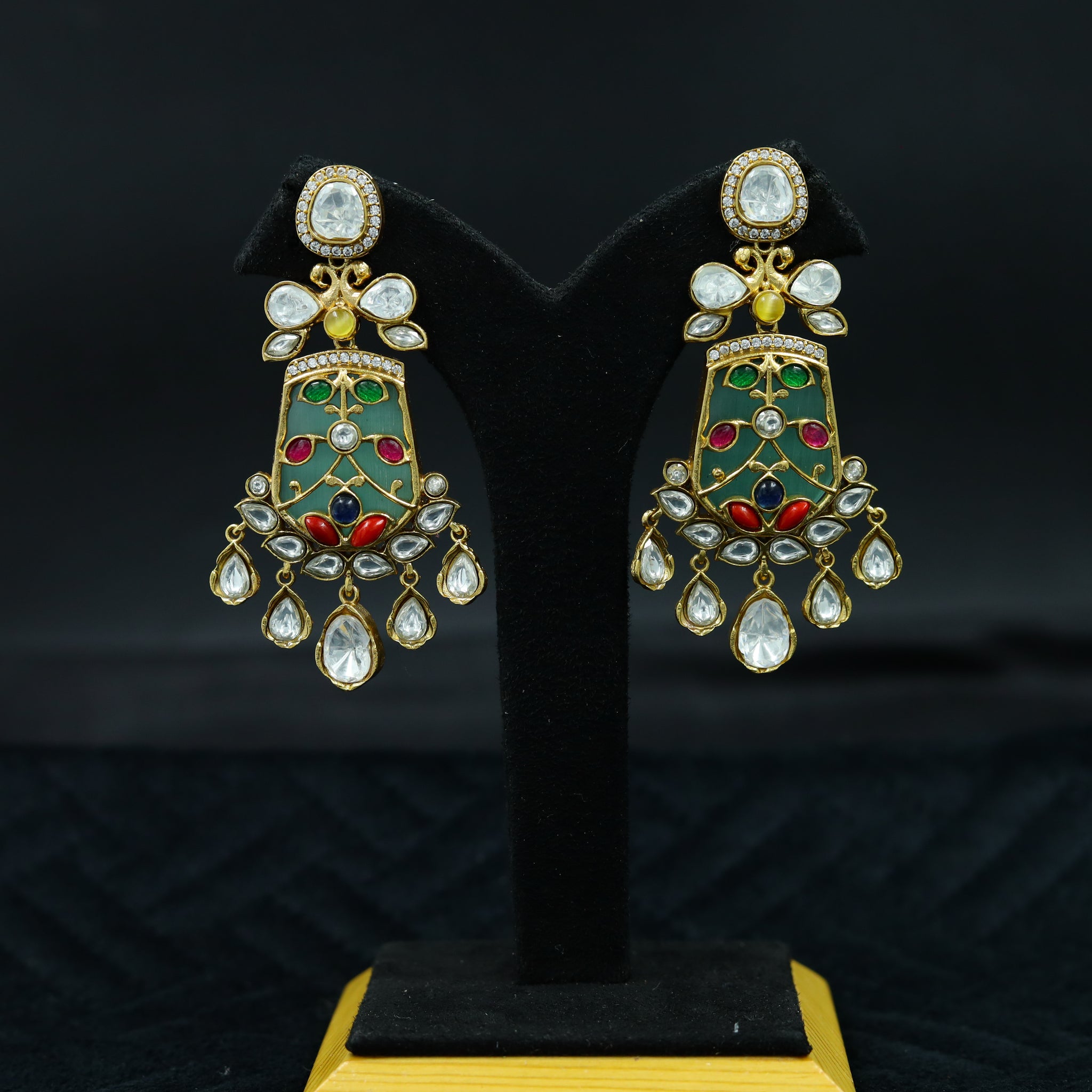 Sabyasachi Inspired Moissanite Danglers Kundan Earring 11873-87