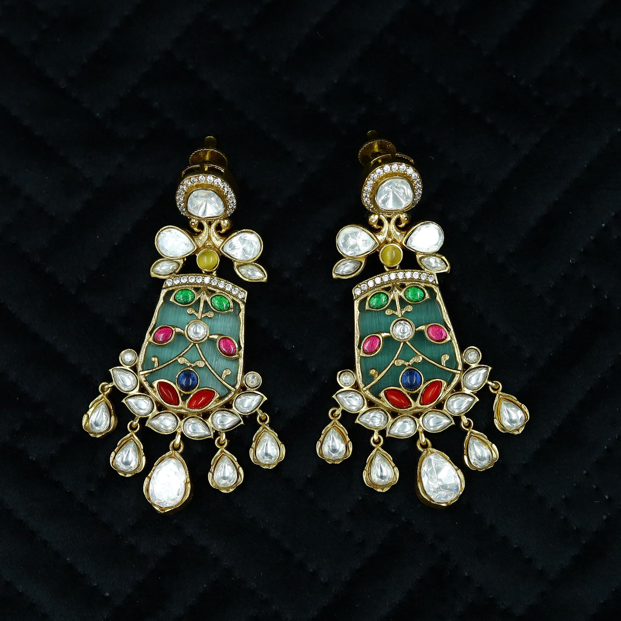 Sabyasachi Inspired Moissanite Danglers Kundan Earring 11873-87