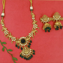 Antique Gold Plated Round Neck Temple Necklace Set 10058-28
