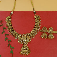 Antique Gold Plated Round Neck Temple Necklace Set 9989-28