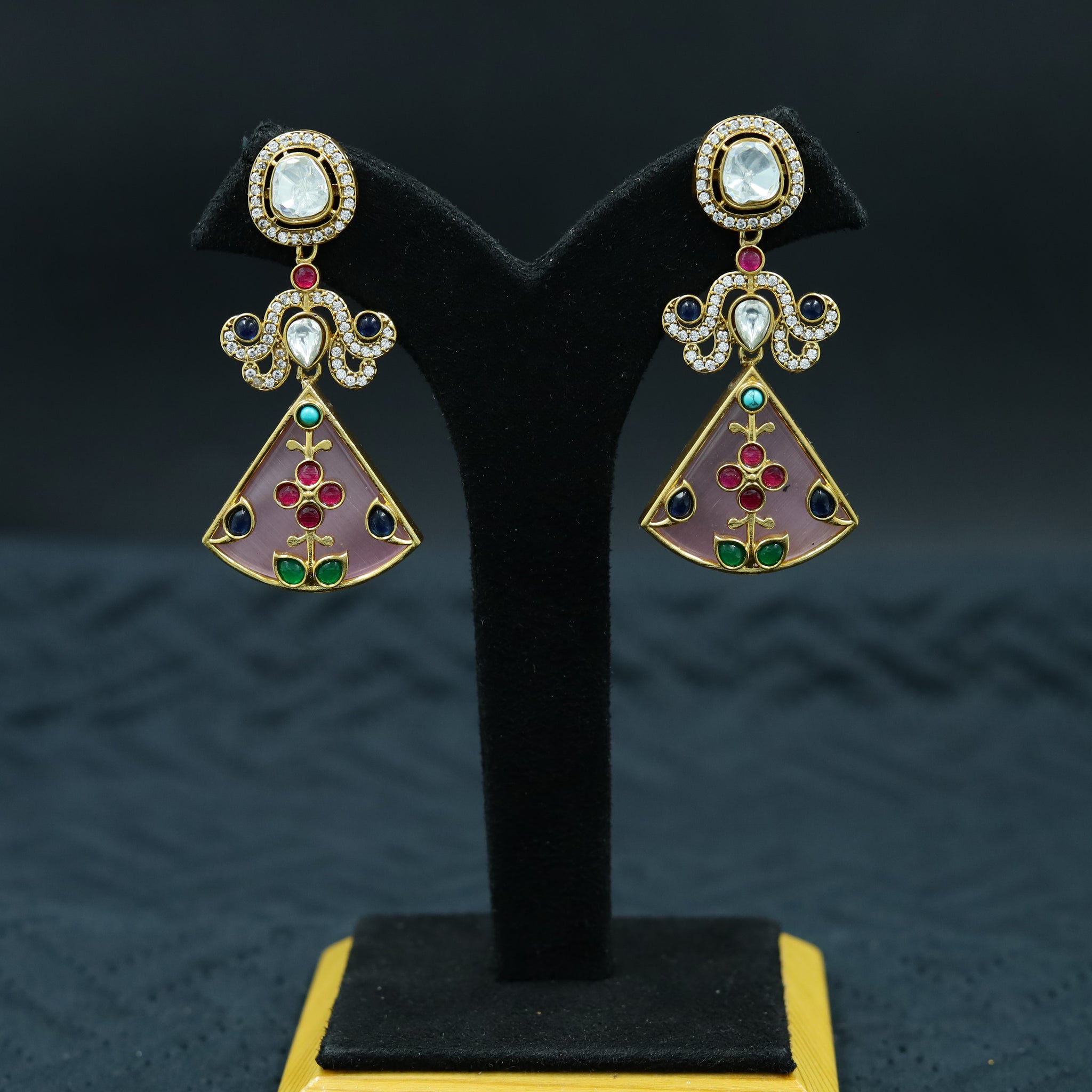 Sabyasachi Inspired Moissanite Danglers Kundan Earring 11871-87
