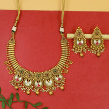 Ruby Green Gold Look Necklace Set