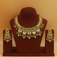 Ruby Green Gold Look Necklace Set