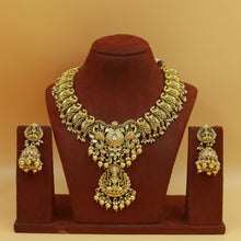 Antique Gold Plated Round Neck Temple Necklace Set 9989-28