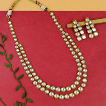 2 Line Round Neck Kundan Necklace Set 13039-34