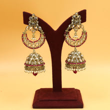 Ruby Color Mehandi Polish Antique Jhumki 7660-1267