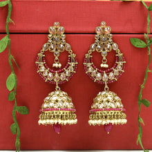 Ruby Color Mehandi Polish Antique Jhumki 7660-1267
