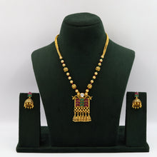 Ruby Green Antique Gold Finish Pendant Set 17030-4178