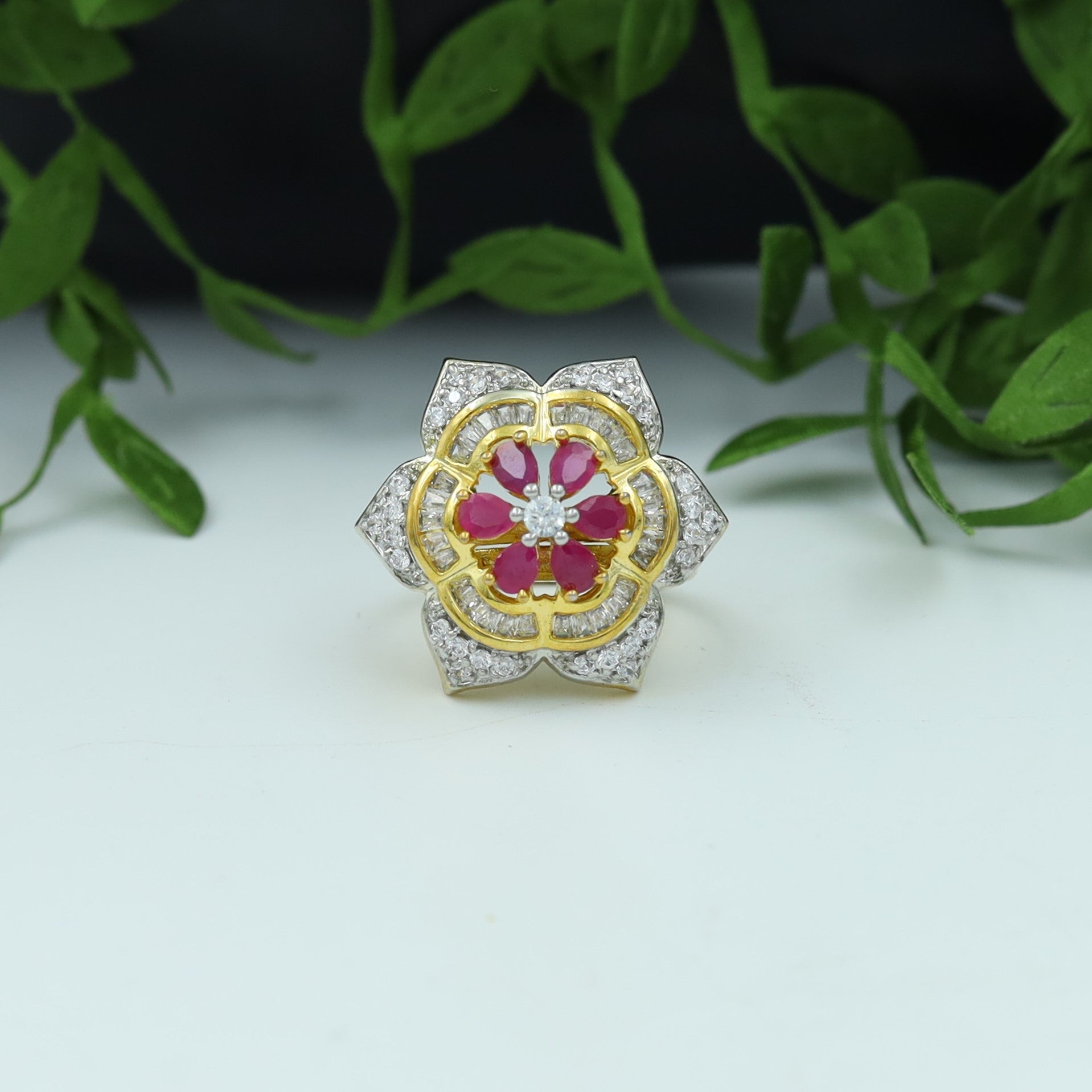 Zircon/AD Cocktail Adjustable Ruby Ring 5771-9836