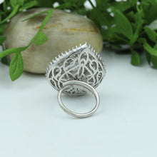 Zircon/AD Cocktail Silver Polish Ring 4812-8877