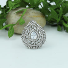 Zircon/AD Cocktail Silver Polish Ring 4812-8877