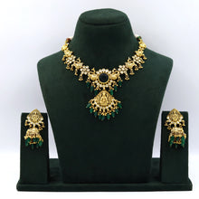 Antique Gold Plated Round Neck Temple Necklace Set 10058-28