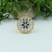 Zircon/AD Cocktail Adjustable Blue Ring 4571-8636