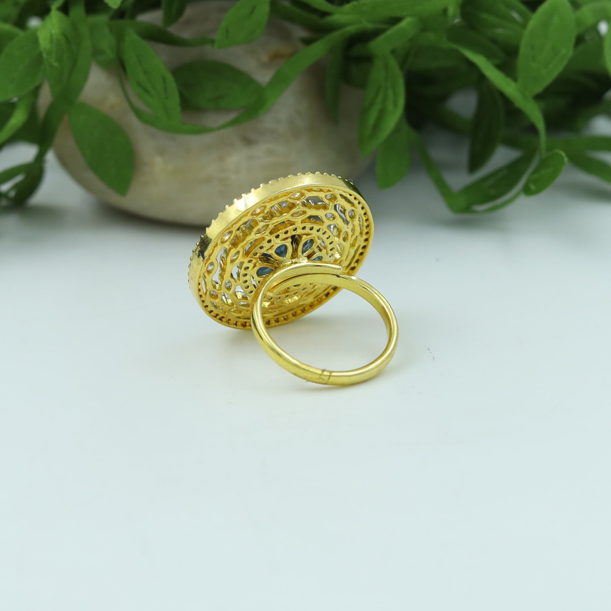 Zircon/AD Cocktail Adjustable Blue Ring 4571-8636