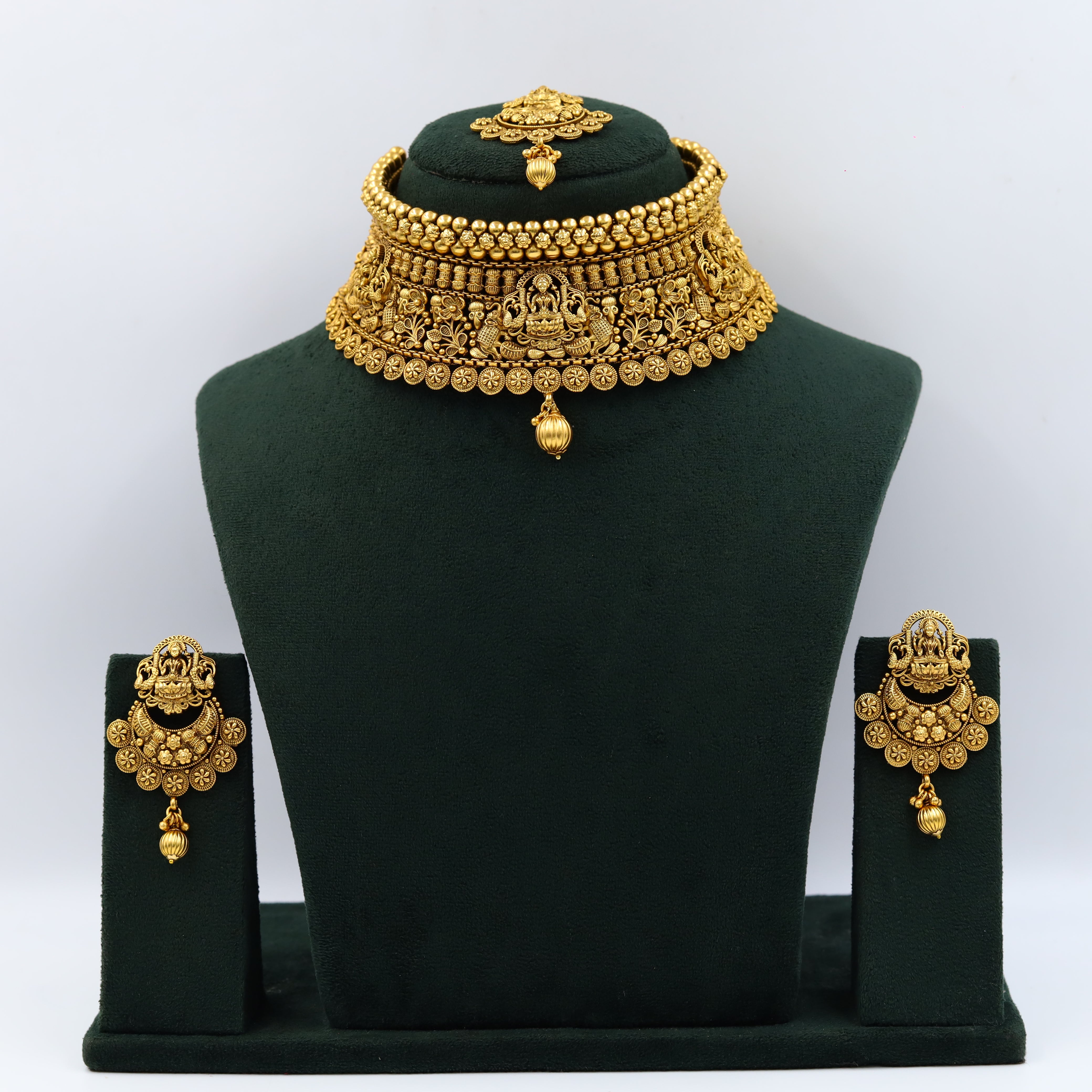 Buy Choker Temple Necklace Set 7087 1 Online 7130360381493 Dazzles Jewellery